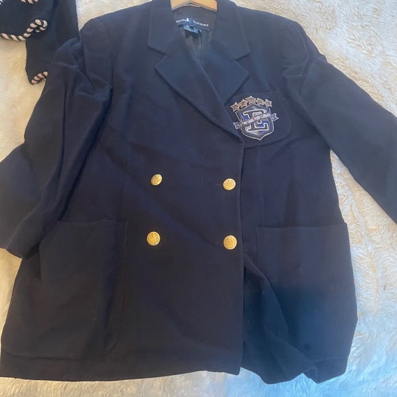 Escada Sport 42 Navy Blazer coat crest 12 - Picture 9 of 15